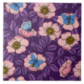 Rose von Hunden und Schmetterlinge in rosa und lil Fliese (Vorderseite)