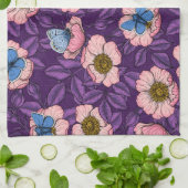 Rose von Hunden und Schmetterlinge in rosa und lil Geschirrtuch (Gefaltet)