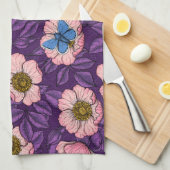 Rose von Hunden und Schmetterlinge in rosa und lil Geschirrtuch (Viertel Falte)
