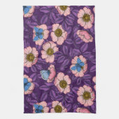 Rose von Hunden und Schmetterlinge in rosa und lil Geschirrtuch (Vertikal)