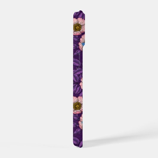 Rose von Hunden und Schmetterlinge in rosa und lil iPhone 15 Hülle (Rechte Seite)