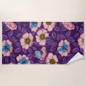 Rose von Hunden und Schmetterlinge in rosa und lil Strandtuch (Vorderseite)