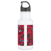 Rose von Hunden und Schmetterlinge in Rot und Blau Edelstahlflasche (Rückseite)