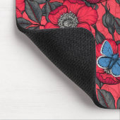 Rose von Hunden und Schmetterlinge in Rot und Blau Mousepad (Ecke)