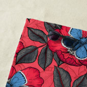 Rose von Hunden und Schmetterlinge in Rot und Blau Strandtuch (Beispiel)
