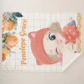 Rose von Mädchen und Katzen Orange + Individuelle  Sherpadecke (Vorderseite (Horizontal))