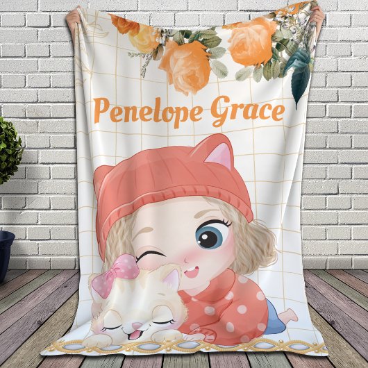 Rose von Mädchen und Katzen Orange + Individuelle  Sherpadecke