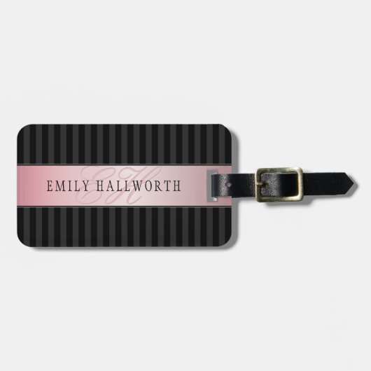 Rose von mit Monogramm Imitaten Gold | Schwarze un Gepäckanhänger (Vorderseite horizontal)