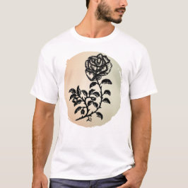 Rose von Pen und Tinten auf Peach-Hintergrund-T -  T-Shirt