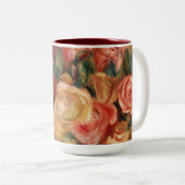 Rose von Renoir Impressionist Painting Zweifarbige Tasse (VorderseiteRechts)