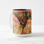 Rose von Renoir Impressionist Painting Zweifarbige Tasse (Vorderseite Links)