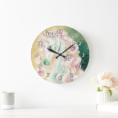 Rose von Rosa Mähne Große Wanduhr (Zuhause)