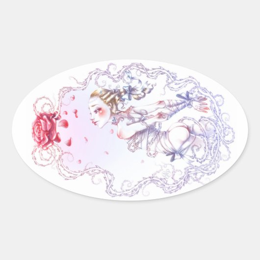 Rose von Versailles Ovaler Aufkleber (Vorderseite)