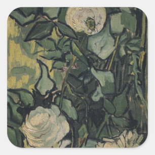 Rose von Vincent Van Gogh Quadratischer Aufkleber