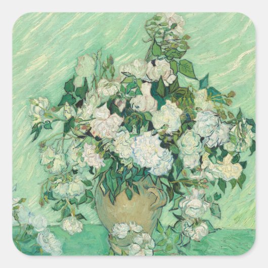 Rose von Vincent Van Gogh Quadratischer Aufkleber (Vorderseite)