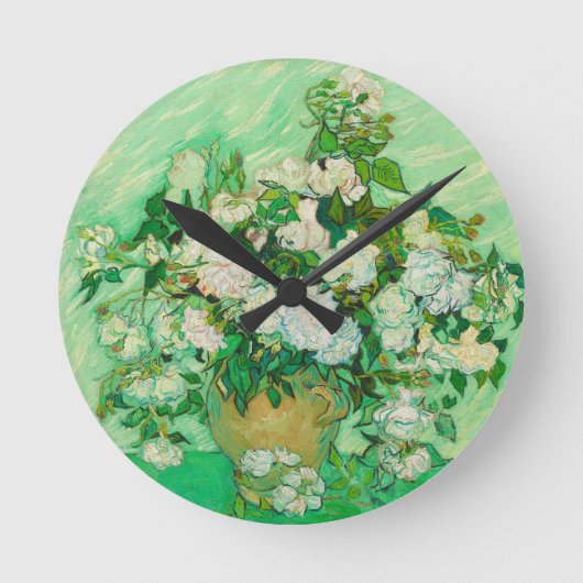 Rose von Vincent van Gogh Round Wall Clock Runde Wanduhr (Vorderseite)