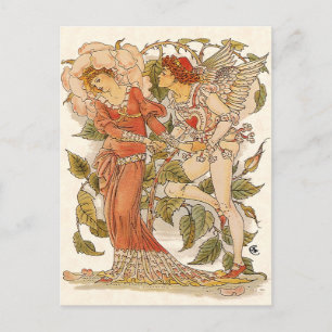 Rose von Walter Crane, Vintage Liebe Save the Date Ankündigungspostkarte