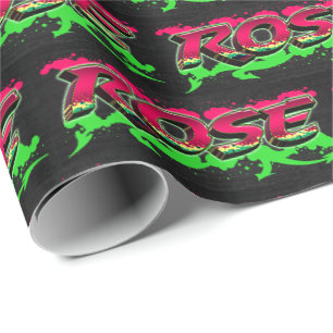 Rose Vorname Name Graffiti red green Geschenkpapier