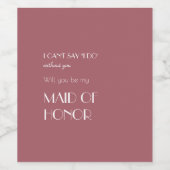 Rose | Vorschlag zur Trauzeugin dunkler Rose Weinetikett (Einzelnes Label)