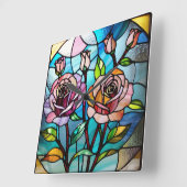 Rose Wall Clock, 27,3 cm quadratisch Acryl Quadratische Wanduhr (Winkel)
