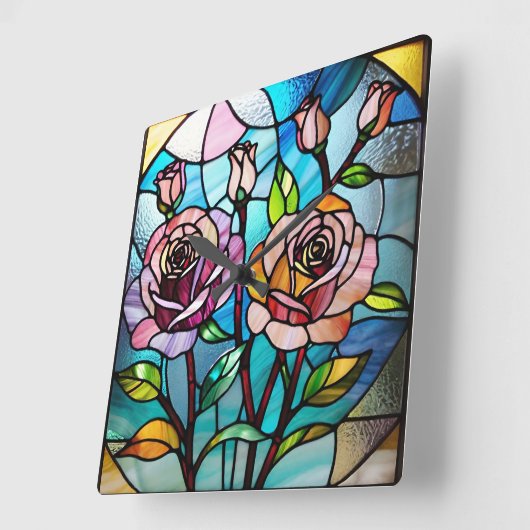 Rose Wall Clock, 27,3 cm quadratisch Acryl Quadratische Wanduhr (Winkel)