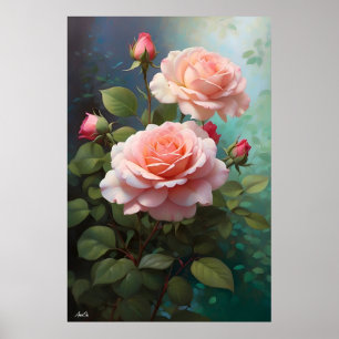 Rose WallArt Ölmalerei Poster