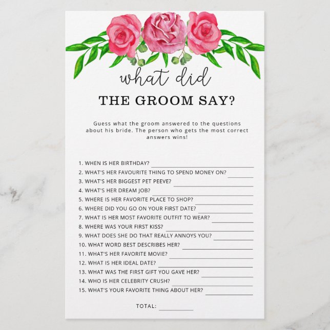 Rose Was hat der Bräutigam zu Brautspiel gesagt (Vorderseite)