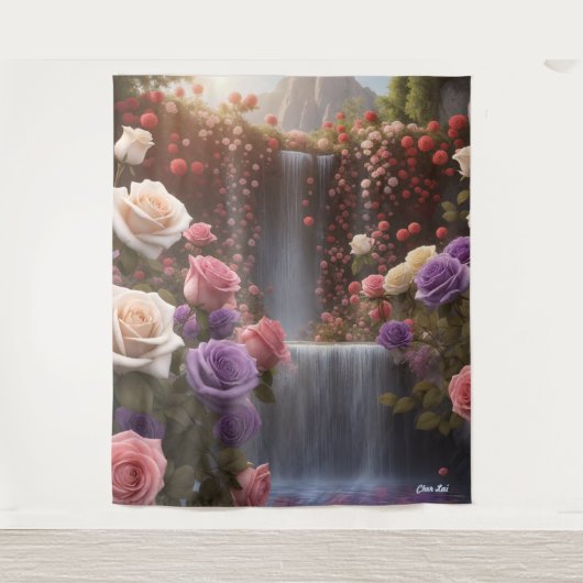 Rose Wasserfall Gedeckter Wasserfall Wandteppich (Vorderseite)
