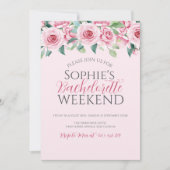 Rose Wasserfarbe Bacheloretto Einladung (Vorderseite)