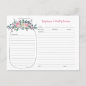Rose Wasserfarbe Blumenmason Jar Rezeption Karte (Vorderseite)