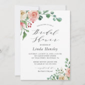 Rose Wasserfarbe Blumenmuster Brautparty Einladung (Vorderseite)