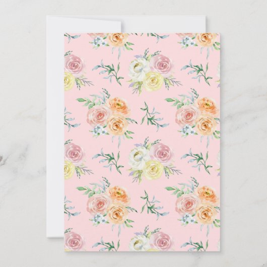 Rose Wasserfarbe Einladung (Rückseite)