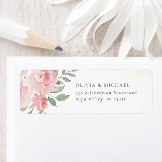 Rose Wasserfarbe Elegante Rücksendeadresse (Insitu)