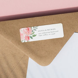 Rose Wasserfarbe Elegante Rücksendeadresse