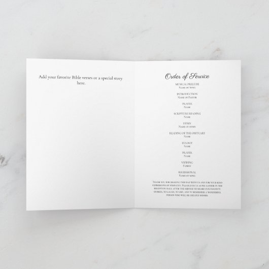 Rose Wasserfarbe Foto Beerdigung Gedenkstätte P Programm (Innenseite)