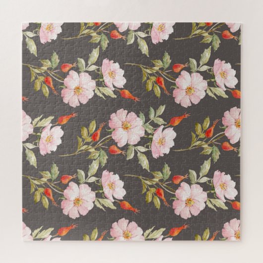 Rose Wasserfarbe für Hunde: dunkles Muster Puzzle (Horizontal)
