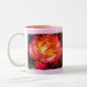 Rose Wasserfarbe Geburtstag Zweifarbige Tasse