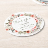 Rose Wasserfarbe Geweihe Tod Vielen Dank Runder Pappuntersetzer (Angewinkelt)