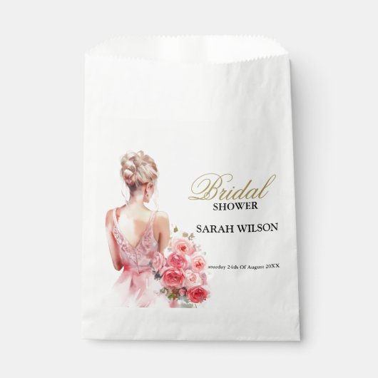 Rose Wasserfarbe Hochzeitskraut Brautparty Geschenktütchen (Vorderseite)