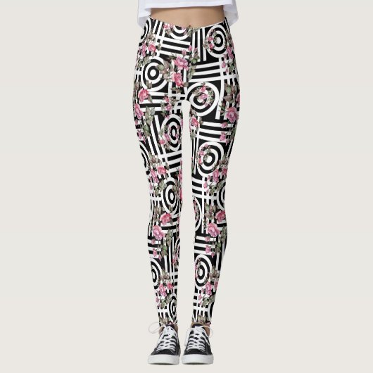 Rose Wasserfarbe Leggings (Vorderseite)