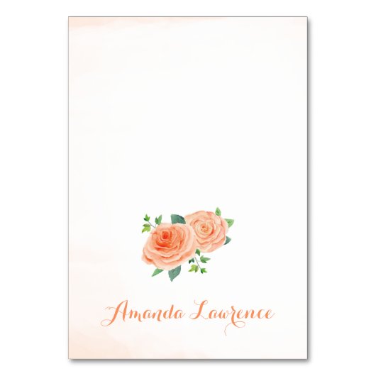 Rose Wasserfarbe Personalisierte Platzkarten Tischnummer (Vorderseite)