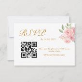 ROSE Wasserfarbe QR-Code RSVP Karte (Vorderseite)