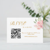 ROSE Wasserfarbe QR-Code RSVP Karte (Stehend Vorderseite)