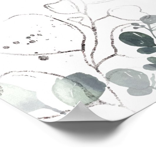 Rose Wasserfarbe Tee Brautparty Begrüßungszeichen Poster (Ecke)