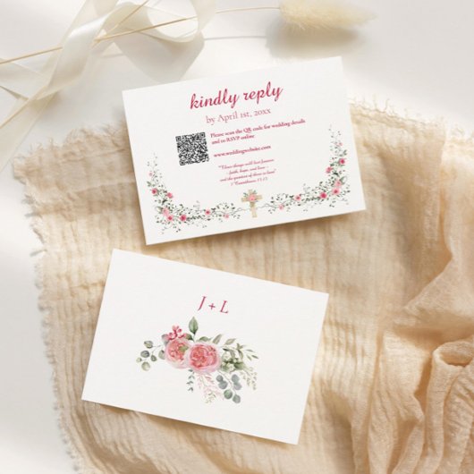 Rose Wasserfarbe und Christliche Hochzeit RSVP Karte