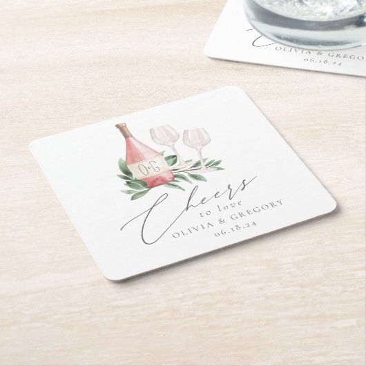 Rose Wasserfarbe Wein Botanische Feiern zur Liebe Rechteckiger Pappuntersetzer (angewinkelt)