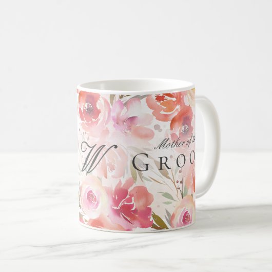 Rose Wasserfarben Bläsermutter am Boden Kaffeetasse (VorderseiteRechts)