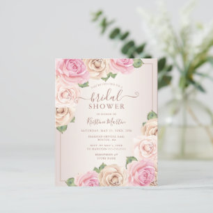 Rose Wasserfarben Brautparty laden ein