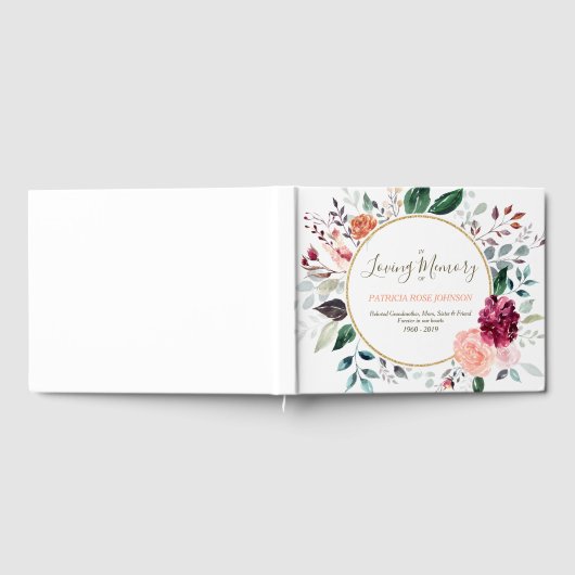 Rose Wasserfarben Flora Gedenkstätte Beerdigung Er Gästebuch (Voll)