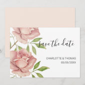 Rose Wasserfarben Handgestrichen Save The Date (Vorne/Hinten)